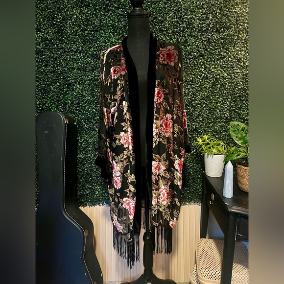 Other - Velvet Fringe Kimono Duster